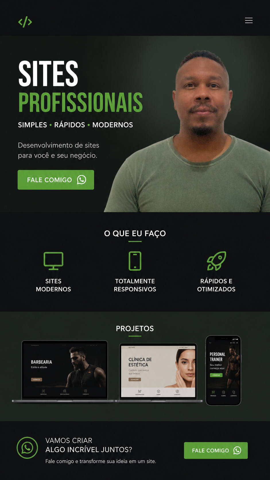 Mockup de site profissional